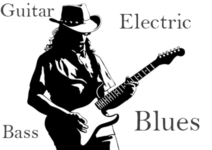 Electric blues guitar and bass loops in E